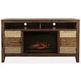 Painted Canyon 60" TV Stand with Electric Fireplace in Distressed Multicolor Wood